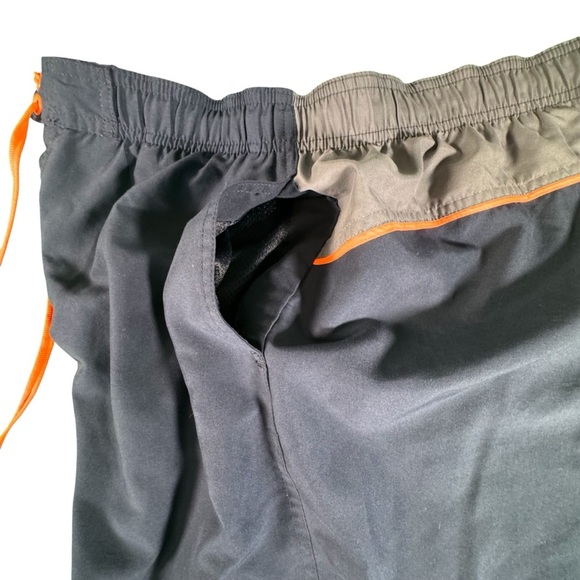 Nike XL Swim Trunks Navy Blue Gray Orange Split Board Shorts Mesh Liner Men's - Picture 2 of 13